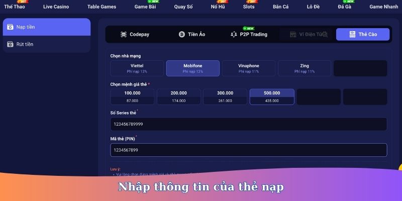 nạp tiền Ball88